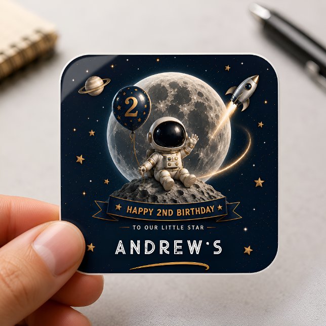 Sticker Carré Fête d'astronaute spatial (Créateur téléchargé)