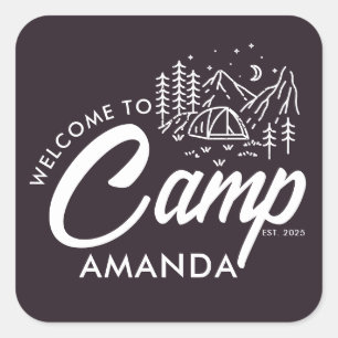 Sticker Carré Fête de Bachelorette du camp de montagne personnal