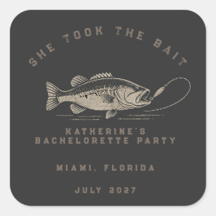 Sticker Carré Fête de Bachelorette sur le thème des poissons per