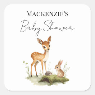 Sticker Carré Fête de Bébé Animaux de la Forêt