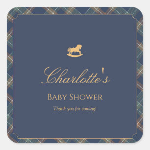 Sticker Carré Fête de bébé garçon à motif ours en peluche carrea