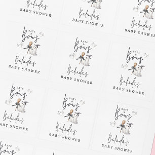 Sticker Carré Fête de Bébé Halloween Chauves-Souris et Rubans