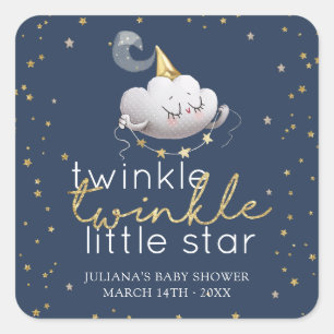 Sticker Carré Fête de Bébé Scintille Scintille Petite Étoile