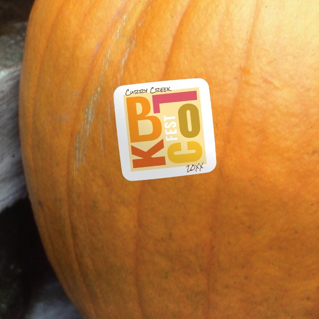 Sticker Carré Fête de Bloc d'Automne de Style Rétro (Créateur téléchargé)