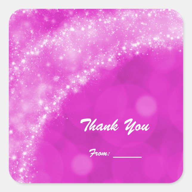 Sticker Carré Fête de Cendrillon à paillettes rose et blanc pour (Devant)