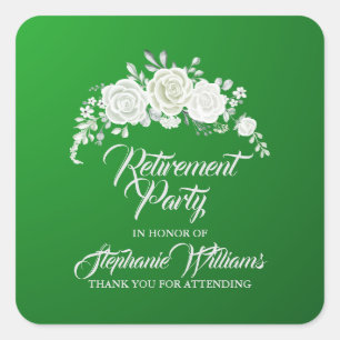 Sticker Carré Fête de départ à la retraite Femme Vintage Fleur R