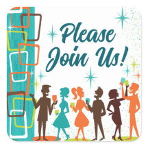 Fête de fiançailles aux cocktails de style Mid-Cen