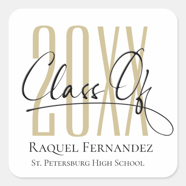 Sticker Carré Fête de graduation de collage de script moderne (Devant)