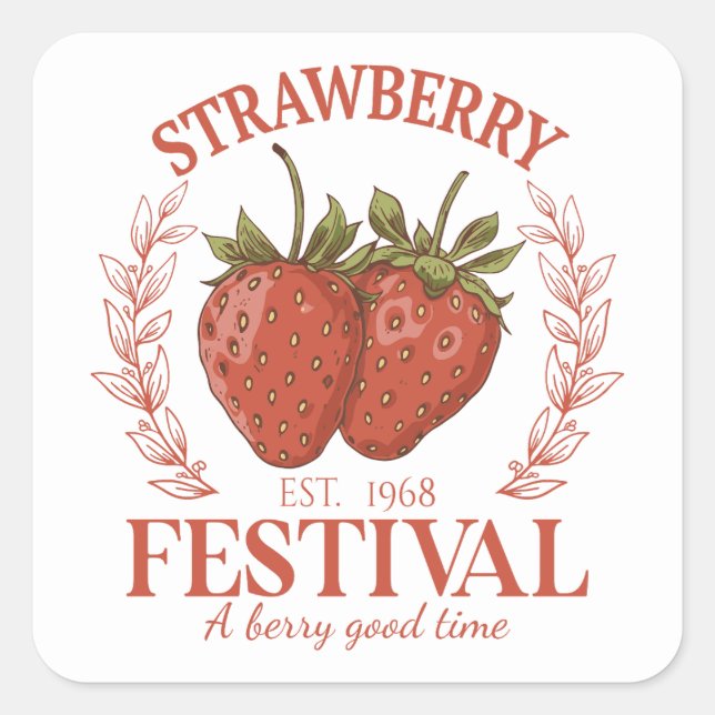 Sticker Carré Fête de la Fraise (Devant)