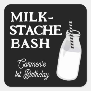 Sticker Carré Fête de la Moustache de Lait Cookie Premier Annive