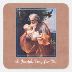 Sticker Carré Fête de la Saint-Joseph avec l'Enfant Jésus