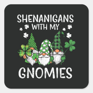 Sticker Carré Fête de la Saint-Patrick avec le Gnome Gnomies