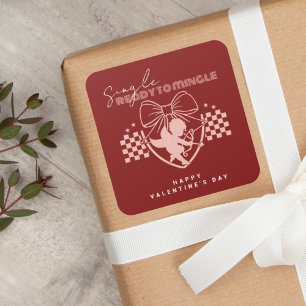 Sticker Carré Fête de la Saint-Valentin pour célibataires Coupe 