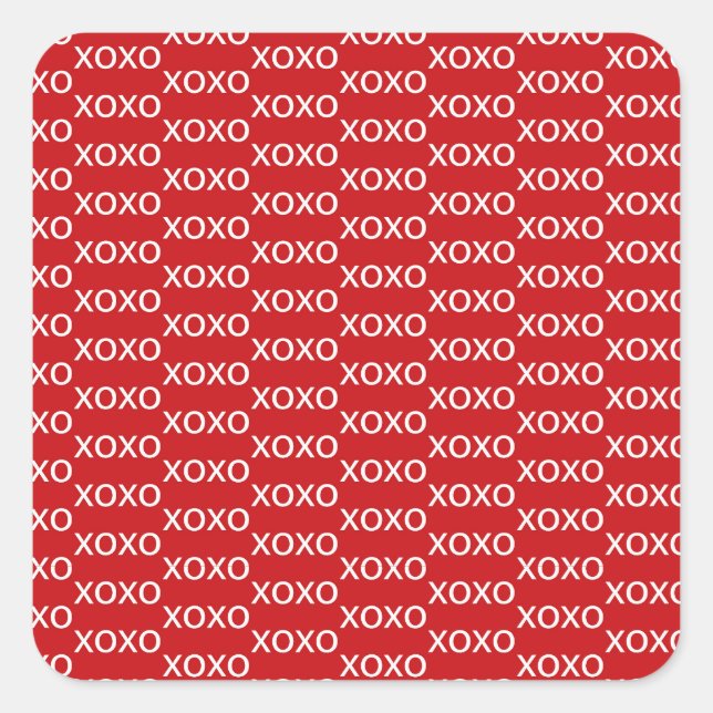 Sticker Carré Fête de la Saint-Valentin rouge et blanc xoxo (Devant)