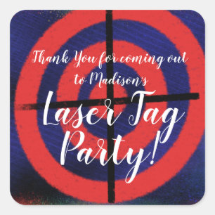 Sticker Carré Fête de Laser Tag Grunge Dart