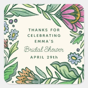 Sticker Carré Fête de mariage artistique folklorique florale sca