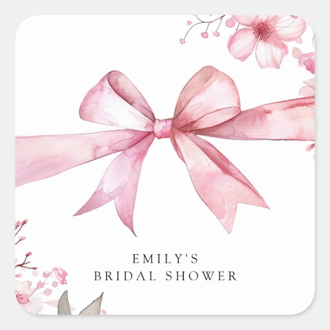 Sticker Carré Fête de mariage avec un nœud papillon rose (Devant)