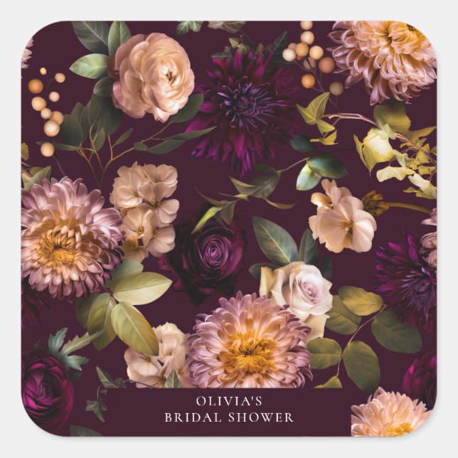 Sticker Carré Fête de mariage Burgundy Romantique Sombre et Maus (Devant)