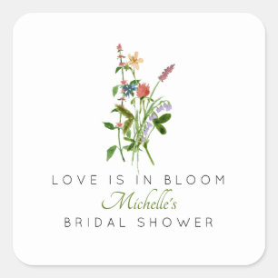Sticker Carré Fête de mariage champêtre Fleur d'amour en fleurs 