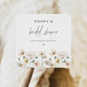 Sticker Carré Fête de mariage champêtre pastel Coquelicot