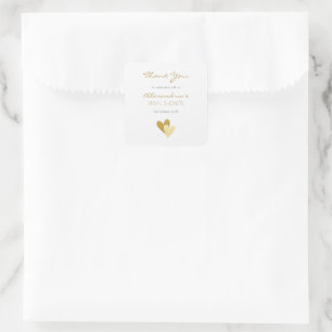 Sticker Carré Fête de Mariage Cœurs Dorés