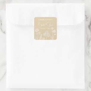 Sticker Carré Fête de mariage floral croqué de fleurs sauvages d