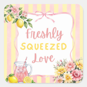 Sticker Carré Fête de mariage Floral Frais Presse Citron Rose