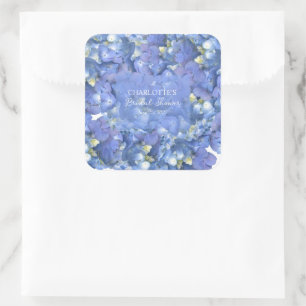 Sticker Carré Fête de mariage personnalisée avec hortensias bleu