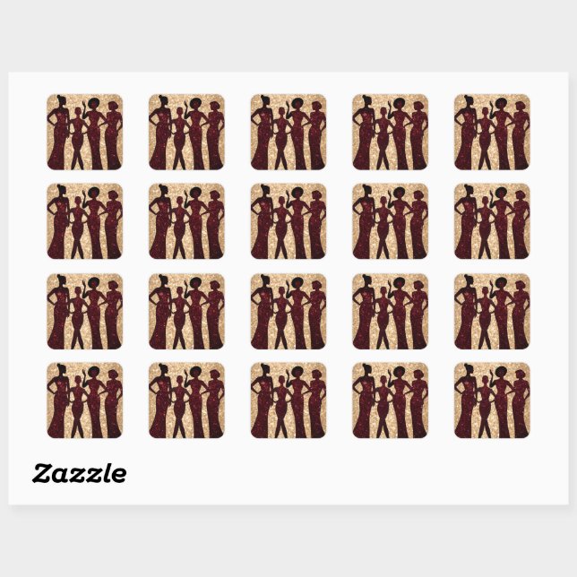 Sticker Carré Fête de mode chic et clinquant (Feuille)