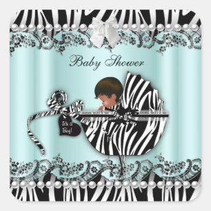 Sticker Carré Fête de naissance Afro-Américaine Zèbre Garçon ou