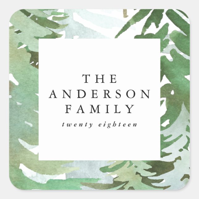 Sticker Carré Fête de Noël de la forêt d'eau (Devant)