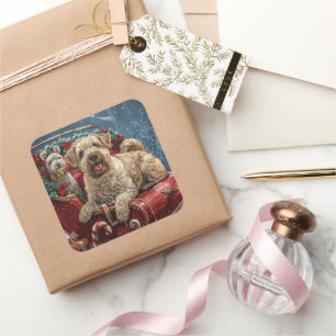 Sticker Carré Fête de Noël des chiens errants