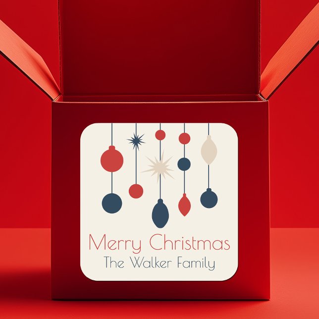 Sticker Carré Fête de Noël Rouge Rétro (Créateur téléchargé)