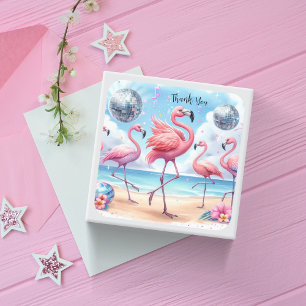 Sticker Carré Fête de plage au flamant rose Merci