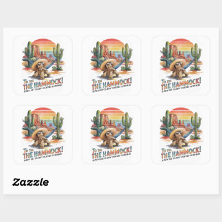 Sticker Carré Fête de retraite western drôle