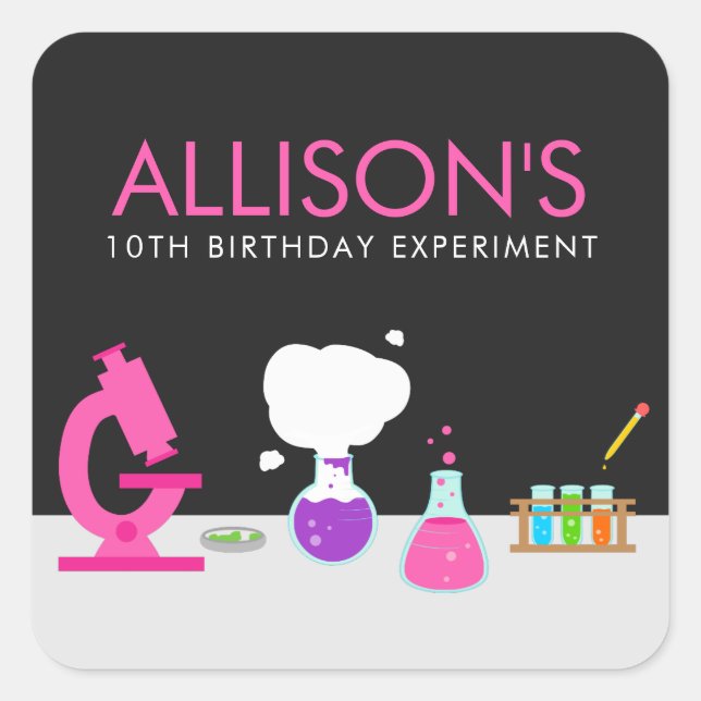 Sticker Carré Fête de science girly (Devant)