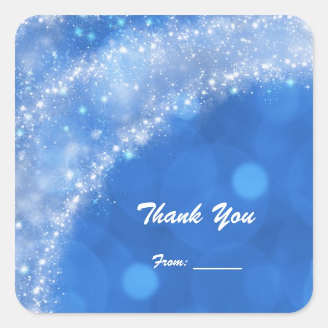 Sticker Carré Fête de tout événement Cendrillon Étincelle Bleu & (Devant)