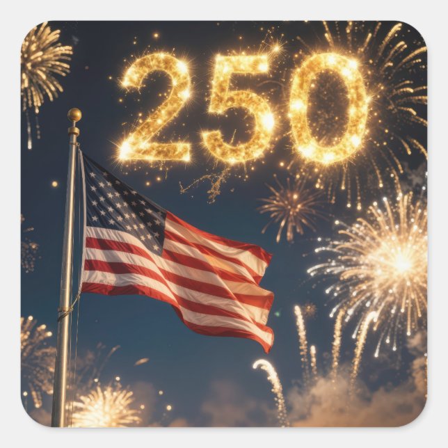 Sticker Carré Fête des 250 ans du drapeau américain (Devant)