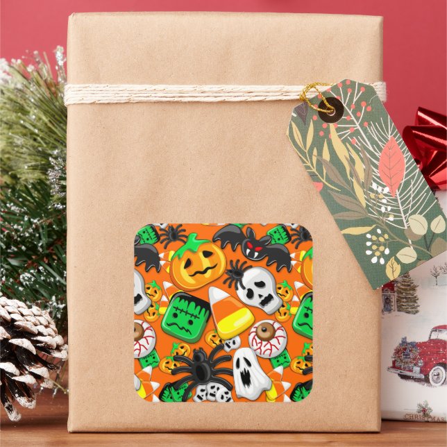 Sticker Carré Fête des Candies Éffrayantes d'Halloween (vacances)