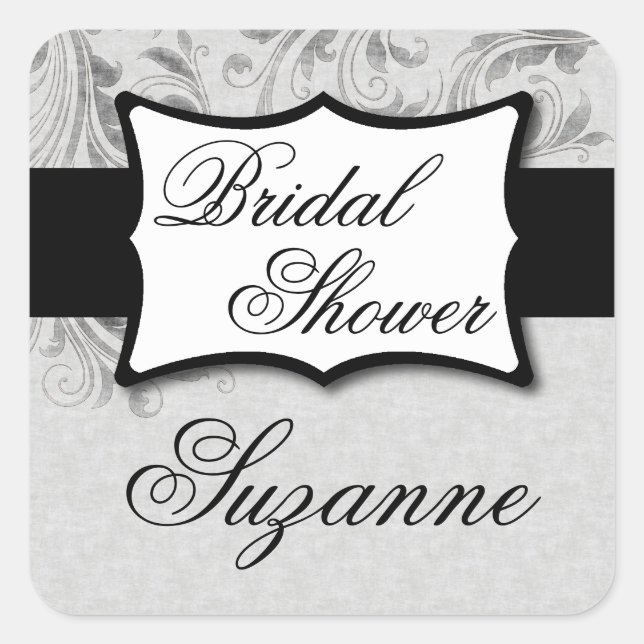 Sticker Carré Fête des mariées Argent Damask (Devant)