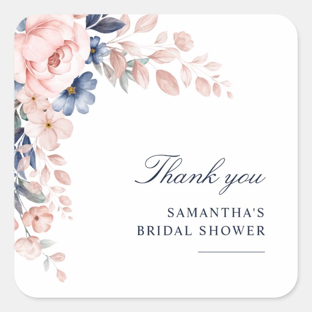 Sticker Carré Fête des mariées d'aquarelle rose (Devant)