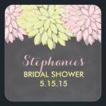 Sticker Carré Fête des mariées Floral Chalkboard Favoriser les é<br><div class="desc">Fête des mariées Floral Chalkboard Favoriser les étiquettes</div>