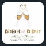 Sticker Carré Fête des mariées Gold Brunch & Bubbly | MERCI<br><div class="desc">Créez votre propre Fête des mariées "Gold Brunch & Bubbly" | Merci" par Eugene Designs.</div>