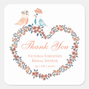 Sticker Carré Fête des mariées Inséparable Elegant Peach