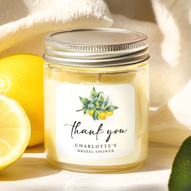 Sticker Carré Fête des mariées moderne au citron (Créateur téléchargé)