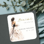 Sticker Carré Fête des mariées moderne Mariage aquarelle<br><div class="desc">If you need any further customization please feel free to message me on yellowfebstudio@gmail.com</div>
