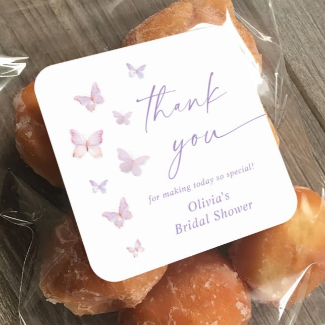 Sticker Carré Fête des mariées papillon Merci Favoriser (Créateur téléchargé)