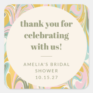 Sticker Carré Fête des mariées personnalisée Abstraite Cute Past