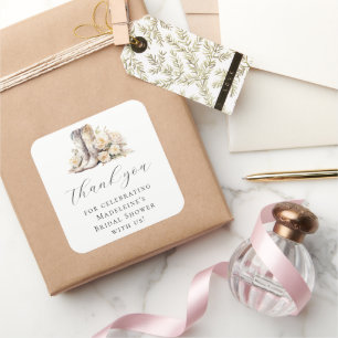 Sticker Carré Fête des mariées romantique Floral Aquarelle