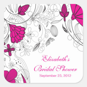 Sticker Carré Fête des mariées rose Fleurs Florales Favoriser St